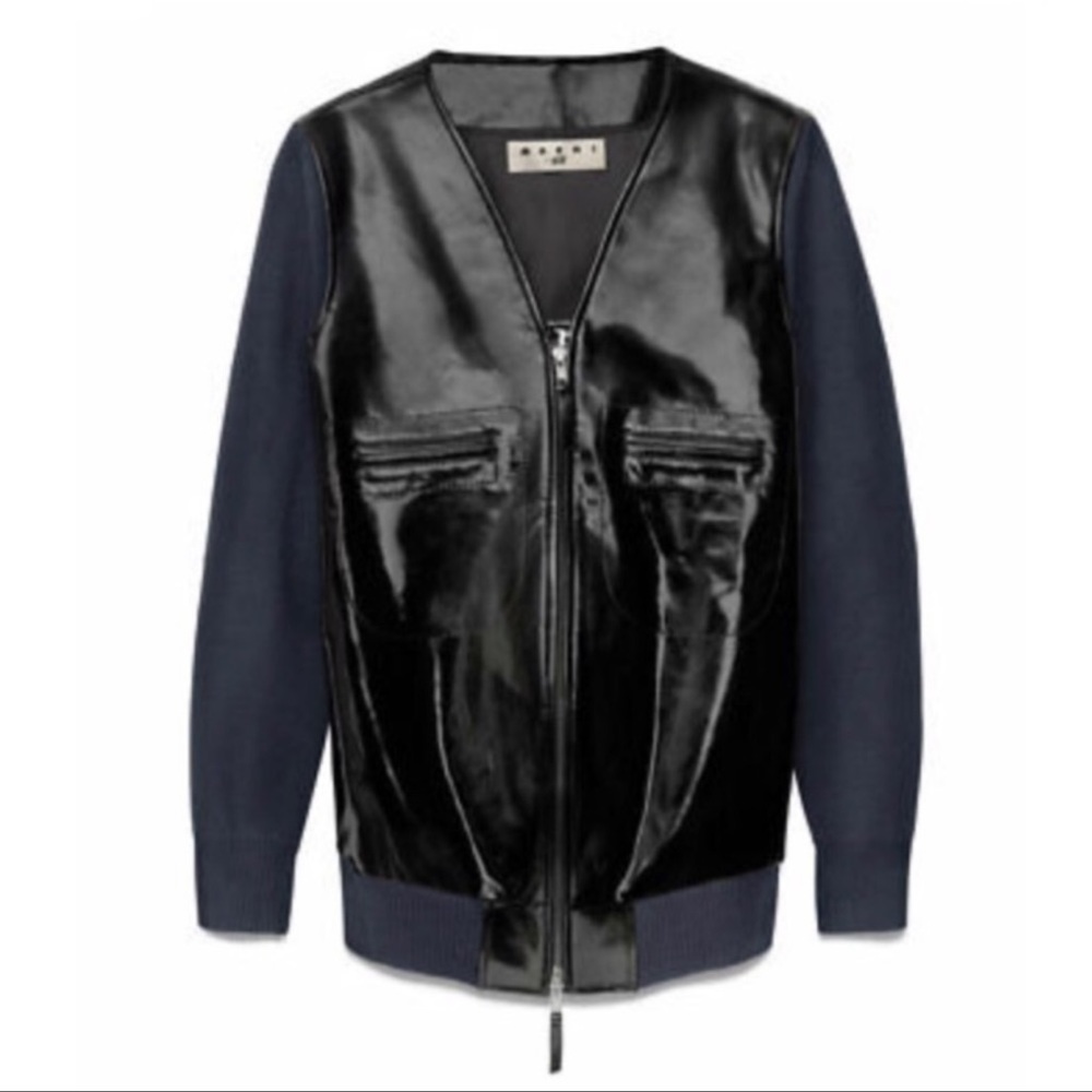 Marni x HM collection patent jacket size 6 S M